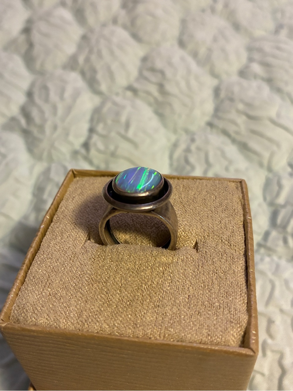 Navajo OTT Sterling Opal Vintage Ring - Picture 5 of 7